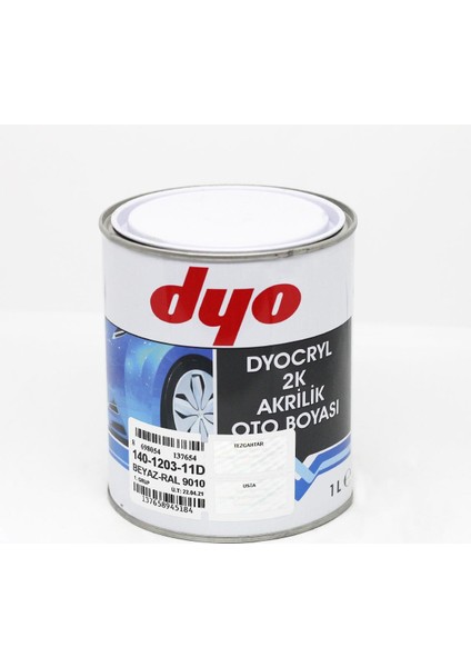 Dyocryl 2k Akrilik-Beyaz Ral 9010-1L