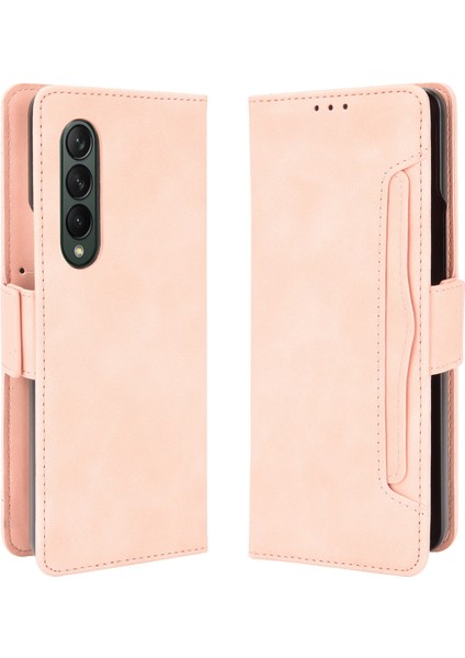 Samsung Galaxy Z Fold3 5g Pembe Için Buzağı Deri Kılıf (Yurt Dışından)
