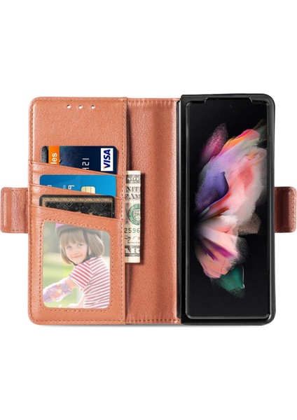 Samsung Galaxy Z Fold3 5g Kahverengi Için Kart Kalem Deri Kılıf (Yurt Dışından) fırsatları