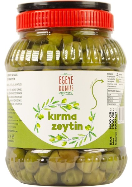 Ev Yapımı Geleneksel Yeşil Kırma Zeytin 1 kg (Naturel Salamura Sadece Tuz ve Su Içerir)