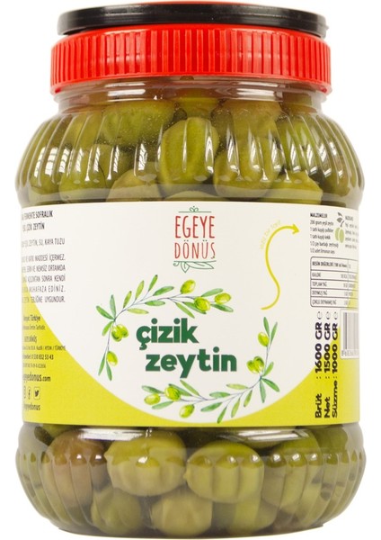 Ev Yapımı Geleneksel Yeşil Çizik Zeytin 1 kg (Naturel Salamura Sadece Tuz ve Su Içerir)