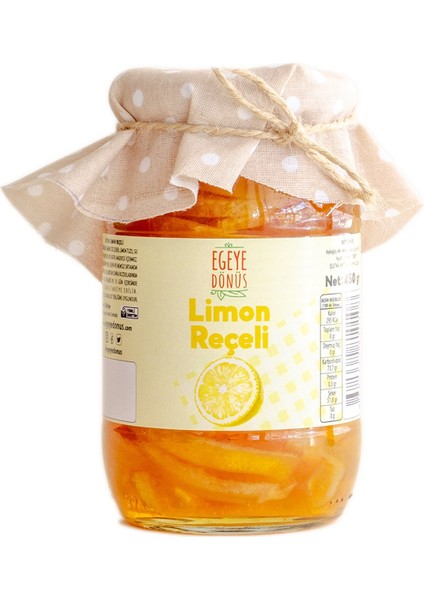 Geleneksel Dilim Limon Reçeli Cam Kavanoz 450 gr (%65-%70 Meyve Oranı)