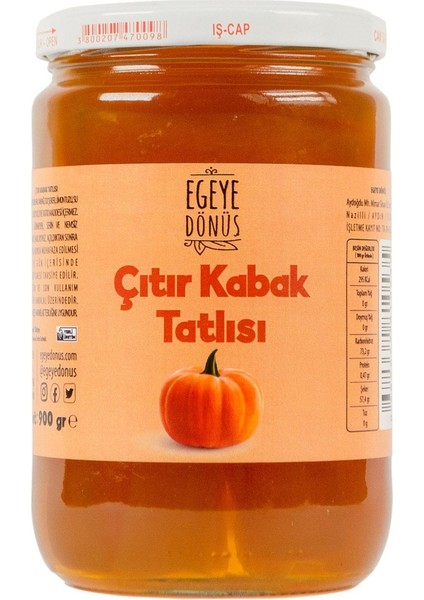 Geleneksel Çıtır Kabak Tatlısı Kireçte Balkabağı Reçeli Cam Kavanoz 900 gr
