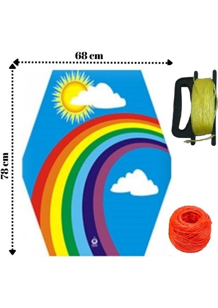 Uçurtma Çıtalı Gökkuşağı Modeli Yedek Ipli 1 Adet Artlantis Çıtalı Uçurtma 1 Adet