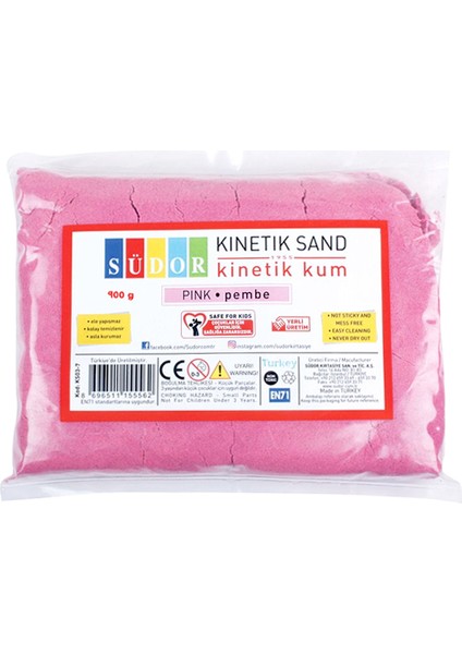 +3 Yaş Kinetik Kum Pembe 900 gr (Südor)