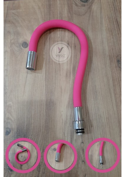 Pembe Renkli Oynar Başlıklı Spiral Musluk Başlığı Batarya Başlığı Dönebilir Boru Kubar