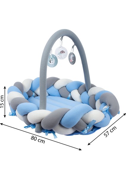 3in1 Çok Fonksiyonlu Örgü Yatak & Kenar Koruyucu Mavi