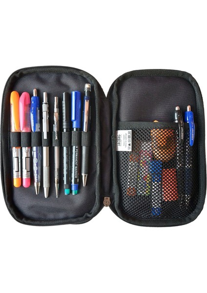 Double Cover-Sert Kapaklı İki Bölmeli Kalem Kutu fırsatları