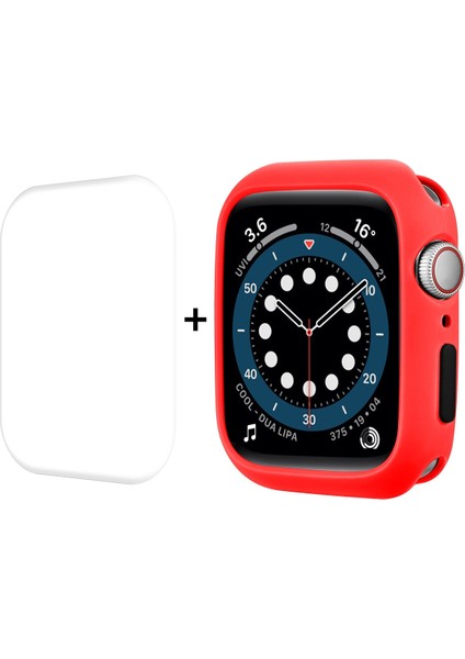 Tpu Case + Apple Watch Için Ekran Filmi 7 45 mm Kırmızı (Yurt Dışından)