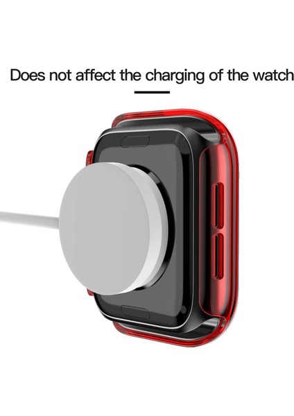 Apple Watch Için Pc Saat Kılıfı 6 & Se & 5 & 4 40 mm Şeffaf Kırmızı (Yurt Dışından) modelleri