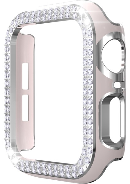 Apple Watch Için Pc Saat Kılıfı 6 & Se & 5 & 4 44 mm Pembe + Gümüş (Yurt Dışından)