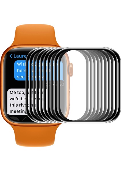 Apple Watch S 7 41 mm Siyah Için 10 Adet Tam Ekran Film (Yurt Dışından)