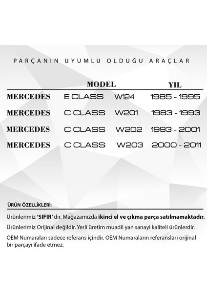 Mercedes W124, W201, W202, W203 Için Sunroof Conta Fitil