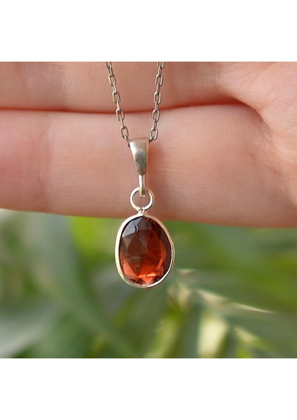 Lal Taşı Gümüş Kolye - Küçük Boy