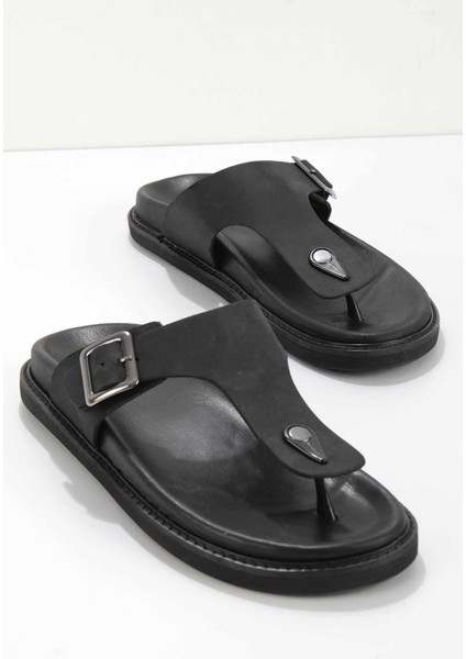 Siyah Leather Erkek Terlik