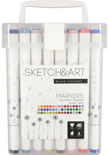 Bruno Visconti "sketch & Art" Çift Taraflı Marker Kalem Seti Plastik Kutulu-48 Renk