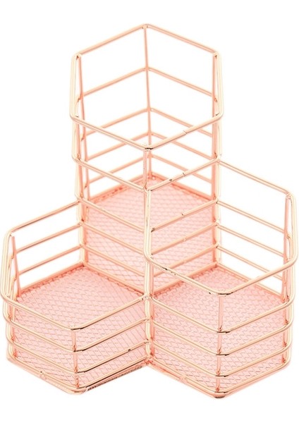 2 Ad Altıgon Demir Içi Boş Kalem Tutucu Gül Altın (Yurt Dışından)