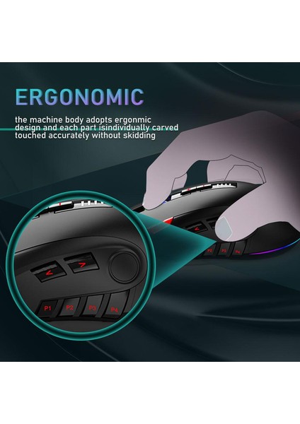 H512 Gaming Mouse Rgb Optik Programlama 5000 Dpı Ağırlığı Ayarlanabilir Ergonomik Kablolu Ofis Faresi Dizüstü Bilgisayar Için (Yurt Dışından)