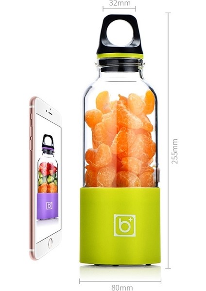 Bingo 500ML USB Şarj Edilebilir Meyve Sıkacağı Yeşil (Yurt Dışından)