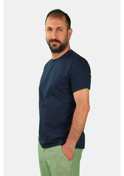 Erkek Bisiklet Yaka Kısa Kollu Tişört Lacivert fırsatları