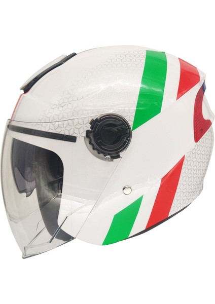 618 Güneş Vizörlü Yarım Kask Italyan Desen