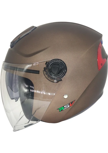 Rsv 618 Güneş Vizörlü Yarım Kask Kahverengi