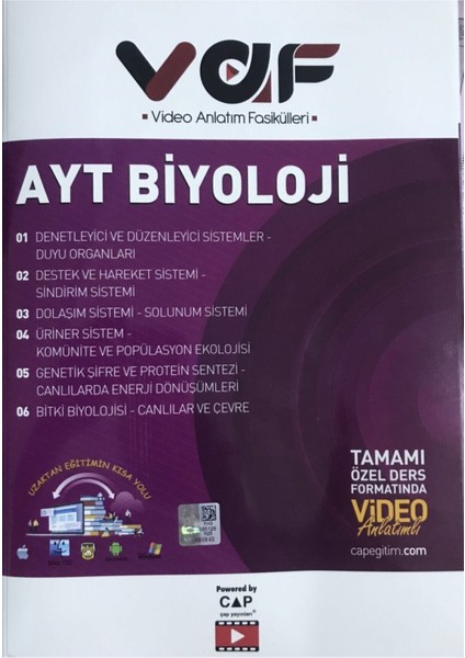 Vaf YKS AYT Biyoloji - 2021
