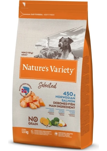 Nature's Variety Dog No Selected Mını Adult Norw. Salmon 1,5kg