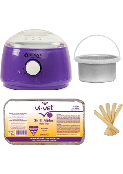 Ağda Makinesi 800 Alfa+Ek Hazne+Vivet Natural 500 ml Kalıp Ağda + 5 Spatula