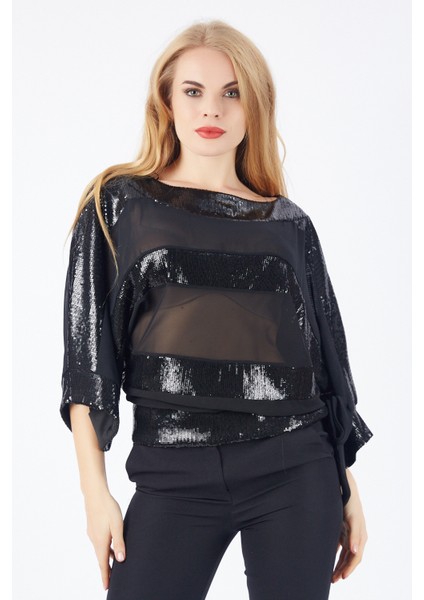 Payet Garnili Şifon Bluz | BLZ32684