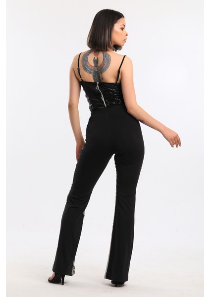 Abiye Payet Pantolon | PNT34174 Bej Siyah
