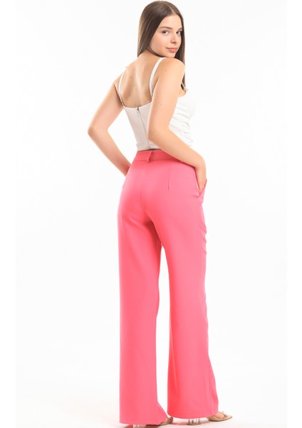 Süs Dikişli Hürrem Kumaş Bol Paça Pantolon | PNT34239 Fuşya indirimleri