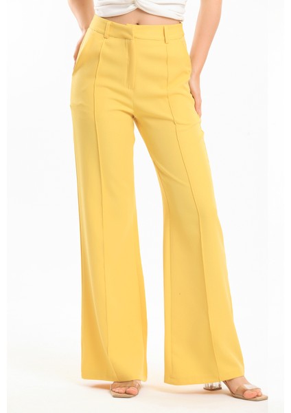 Süs Dikişli Hürrem Kumaş Bol Paça Pantolon | PNT34239 Sarı modelleri