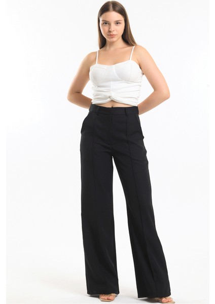 Süs Dikişli Hürrem Kumaş Bol Paça Pantolon | PNT34239 Siyah fiyatları