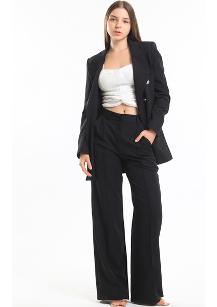 Süs Dikişli Hürrem Kumaş Bol Paça Pantolon | PNT34239 Siyah fırsatları