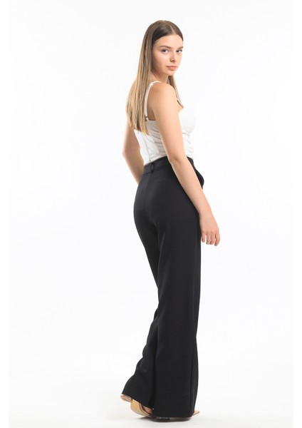 Süs Dikişli Hürrem Kumaş Bol Paça Pantolon | PNT34239 Siyah indirimleri