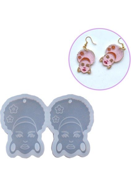 Reçine Epoksi Kalıp - Ikili Kolye Küpe Ucu Kadın Motif - 989 fiyatları