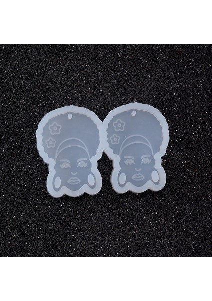 Reçine Epoksi Kalıp - Ikili Kolye Küpe Ucu Kadın Motif - 989