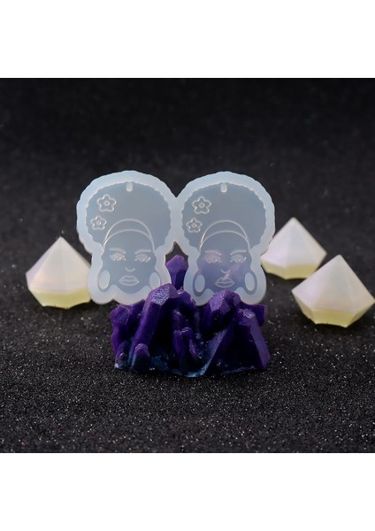 Reçine Epoksi Kalıp - Ikili Kolye Küpe Ucu Kadın Motif - 989 indirimleri