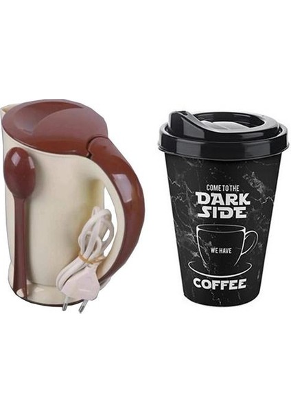 12+2 Adet 220 Volt Plastik Kettle Mug Bardak Seti 712643