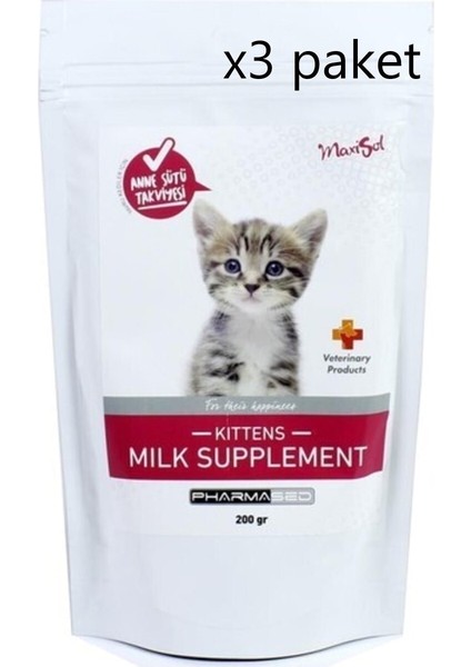 Yavru Kedi Anne Sütü Takviyesi 200GR x 3 Paket