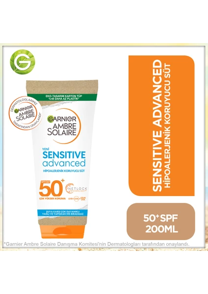 Garnier Ambre Solaire Sensitive Advanced Hipoalerjenik Güneş Koruyucu Süt SPF50+ 175ML