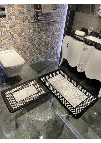 Megan Dama Çerçeve Desen Banyo Paspası 70X160 (70X110-70X50 İkili Takım) modelleri