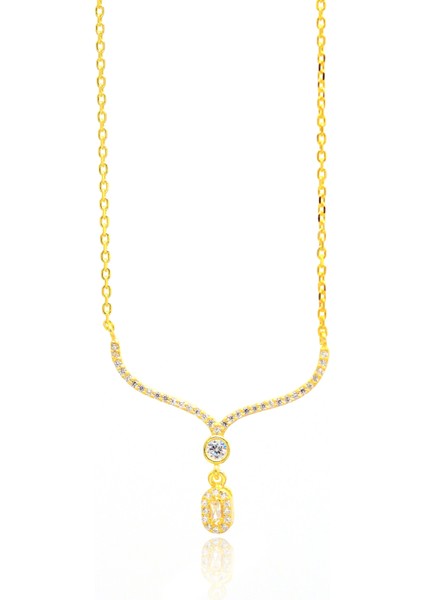 Zirkon Taşlı Sarkıt Gerdanlık Model Gümüş Kolye 201020681 fiyatları