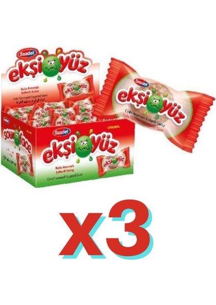Ekşiyüz Sakız 100 Adet Kola 3 Paket