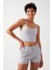 Kadın Gri Cepli Beli Lastikli Basic Fit Spor Şort Shorts 1