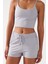Kadın Gri Cepli Beli Lastikli Basic Fit Spor Şort Shorts 2