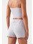 Kadın Gri Cepli Beli Lastikli Basic Fit Spor Şort Shorts 3