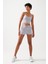 Kadın Gri Cepli Beli Lastikli Basic Fit Spor Şort Shorts 4