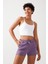 Kadın Lila Cepli Beli Lastikli Basic Fit Spor Şort Shorts 1